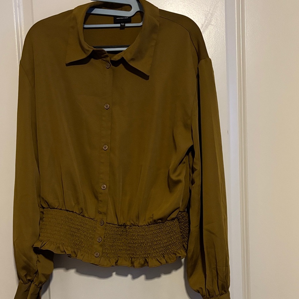 Who What Wear Rust Gold Button-Down Shirt